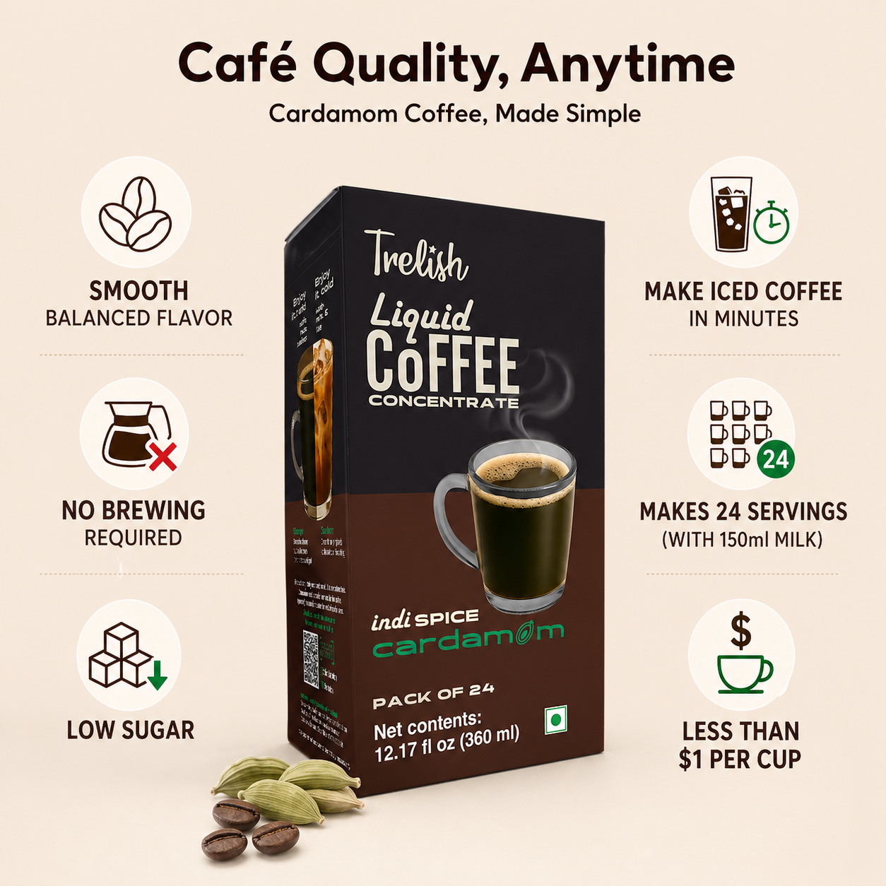 Cardamom Coffee Concentrate - Pack of 24 servings