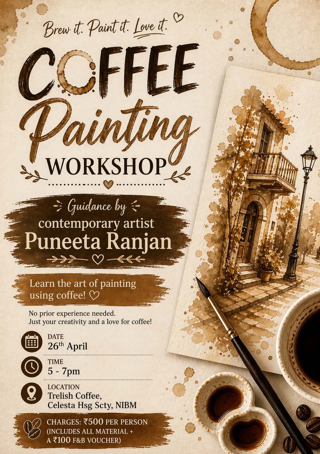 Coffee Painting workshop at Trelish