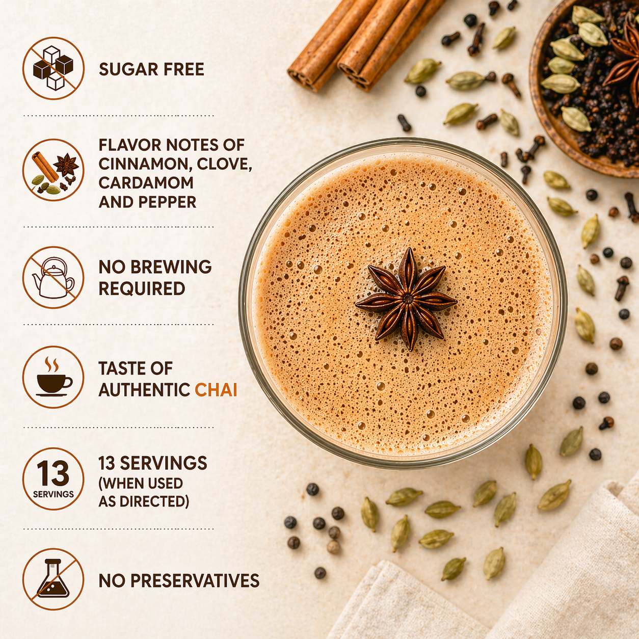 Sugar Free Chai Latte concentrate - 255ml pack