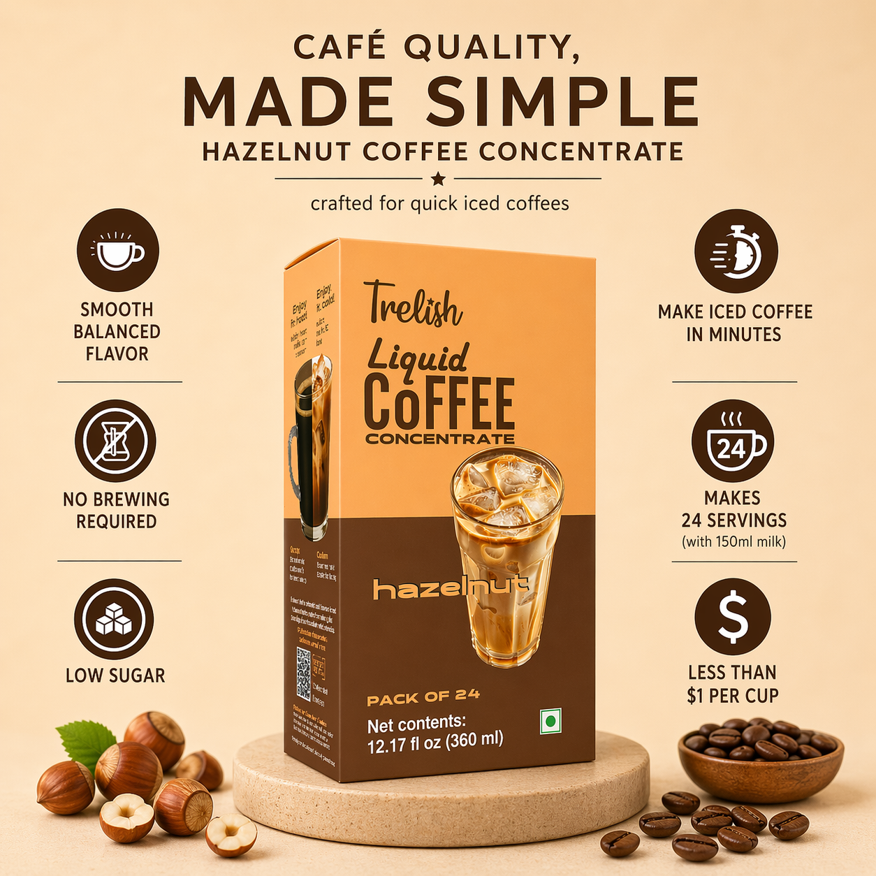 Hazelnut Coffee Concentrate - pack of 24