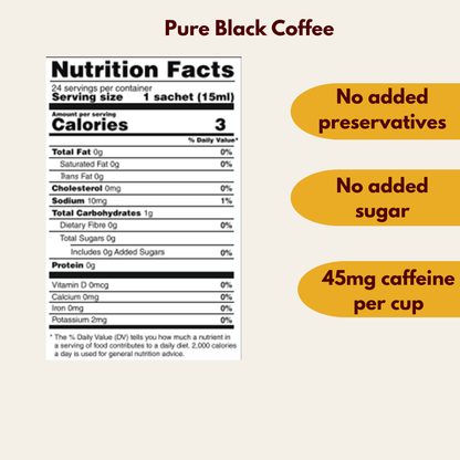 Pure Black Coffee Concentrate - Pack of 24 servings